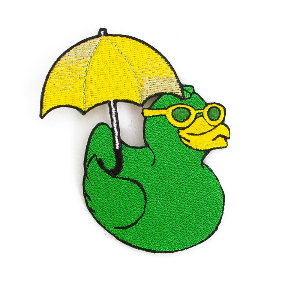 Ducks Spirit, Green, Patch, Art & School, 3"x3.5", Square Deal, Fabric Patch, Rubber Ducky with Glasses, 994709